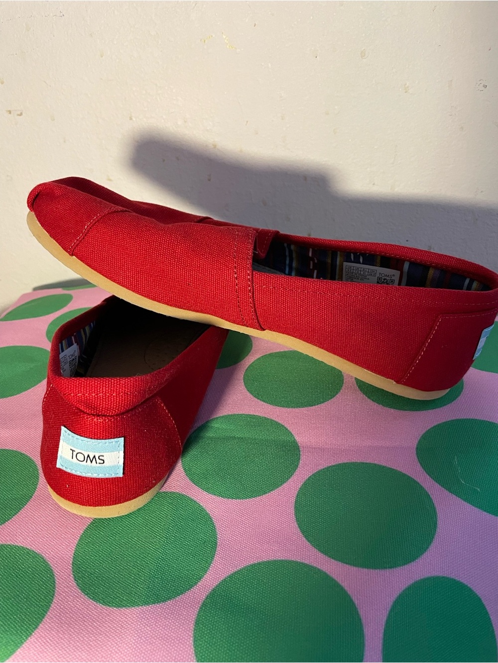 Toms Red Canvas Slip-On Flats for Women